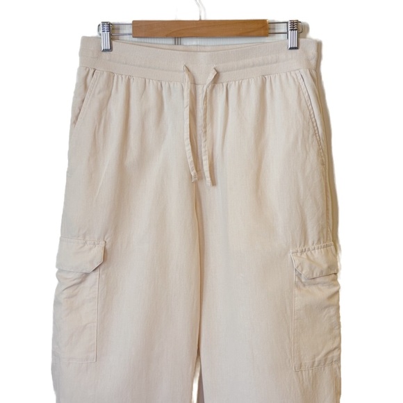 Pact Canopy Linen Blend Wide Leg Pant in Sandshell Cargo Pockets Women’s Medium - Picture 4 of 12